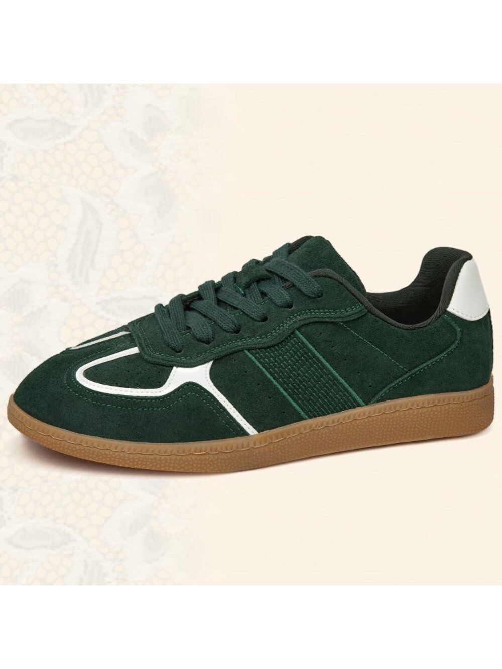 Women's Green Elegant Ribbon Lace Up Breathable Memory Foam Insole Sneakers - Picture 6 of 6